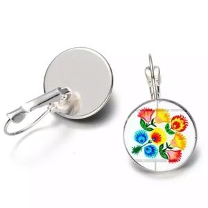 Boho‎ Polish Folk Pattern  Art Glass Gem